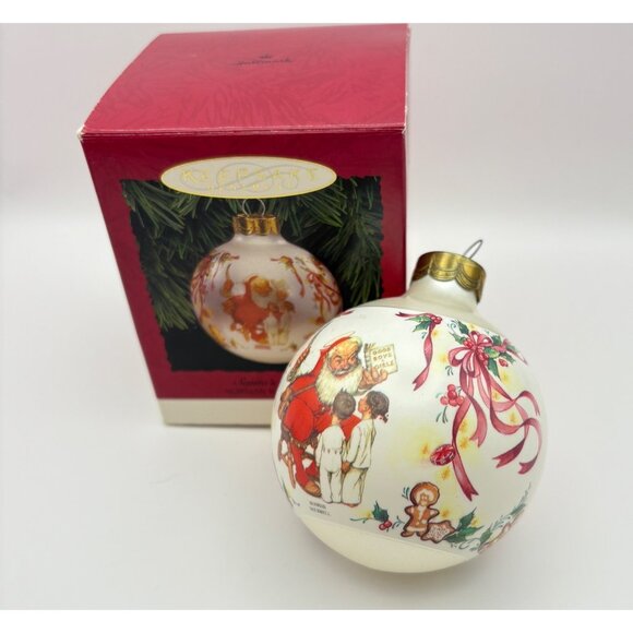Norman Rockwell Hallmark Keepsake Santas Visitors Christmas Ornament Ball 1995 - Picture 8 of 9